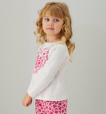 Maglietta in cotone da bambina BIANCO