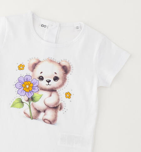 Maglietta in cotone da bambina BIANCO-0113