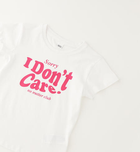 Maglietta in cotone ragazza BIANCO-0113