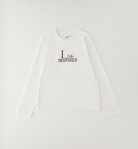 Maglietta in cotone ragazza PANNA
