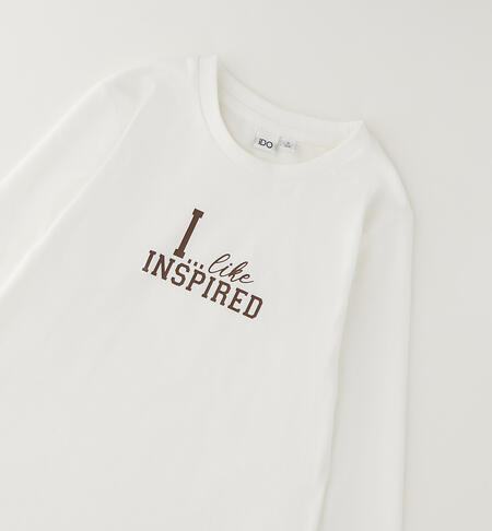 Maglietta in cotone ragazza PANNA-0112
