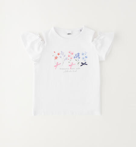 Short-sleeved top for girls BIANCO-0113