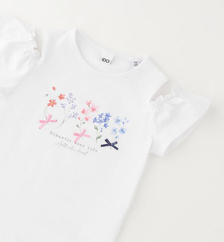 Short-sleeved top for girls BIANCO-0113