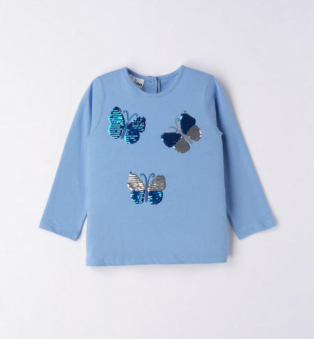 iDO long-sleeved sequinned T-shirt for girls from 9 months to 8 years AZZURRO-3624