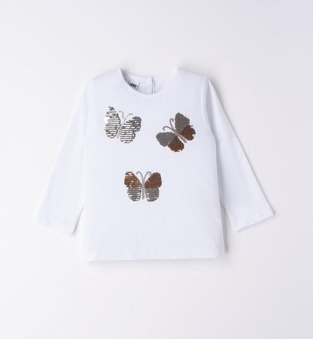 iDO long-sleeved sequinned T-shirt for girls from 9 months to 8 years BIANCO-0113