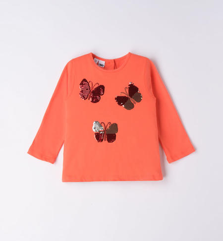 iDO long-sleeved sequinned T-shirt for girls from 9 months to 8 years HOT CORAL-2137