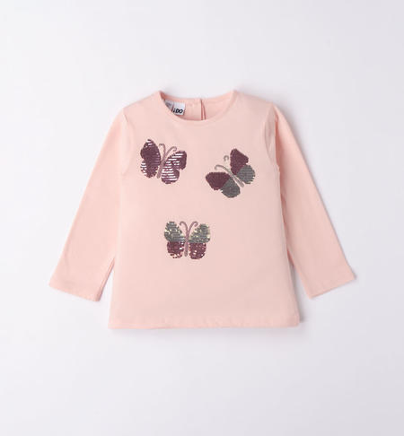 iDO long-sleeved sequinned T-shirt for girls from 9 months to 8 years ROSA CHIARO-2617