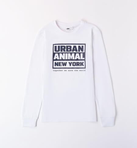 Boys' long-sleeved T-shirt WHITE