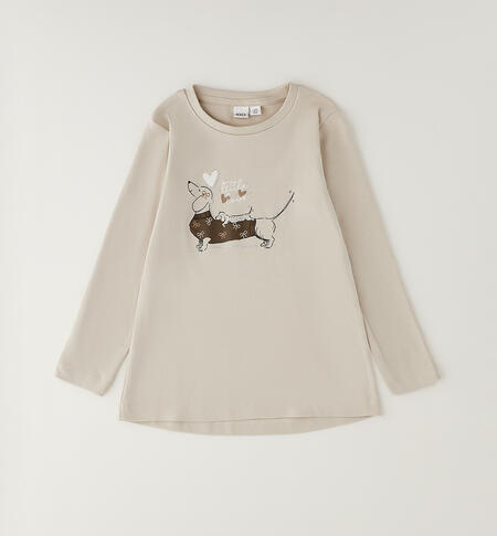 Maglietta maniche lunghe bambina BEIGE