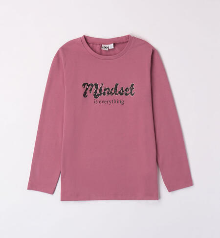 iDO Mindset T-shirt for girls from 8 to 16 years MAUVE-3023