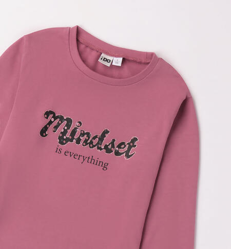 iDO Mindset T-shirt for girls from 8 to 16 years MAUVE-3023
