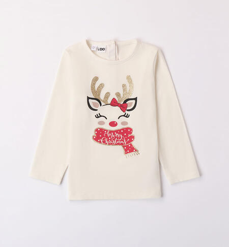 Girls' Christmas T-shirt CREAM