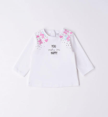 Maglietta neonata stampa da 1 a 24 mesi iDO BIANCO-ROSA-8002