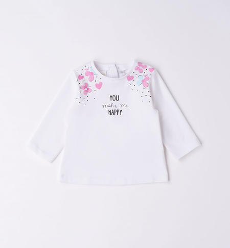 iDO printed baby T-shirt from 1 to 24 months BIANCO-ROSA-8002