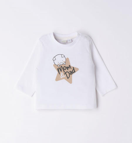 iDO 100% cotton baby boy T-shirt in various patterns from 1 to 24 months BIANCO-BEIGE-8033