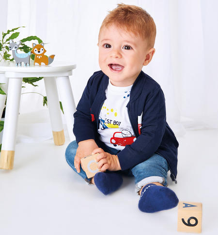 Baby boy T-shirt with motif of coloured cars WHITE