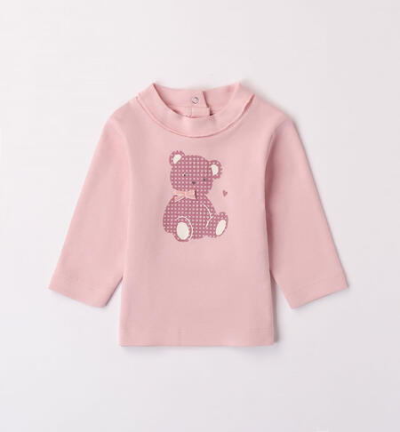 iDO teddy bear T-shirt for girls from 1 to 24 months MAUVE-2783
