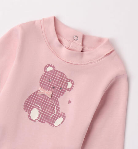 iDO teddy bear T-shirt for girls from 1 to 24 months MAUVE-2783