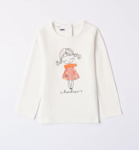 Maglietta per bambina con tulle da 9 mesi a 8 anni iDO PANNA-ARANCIO-8486