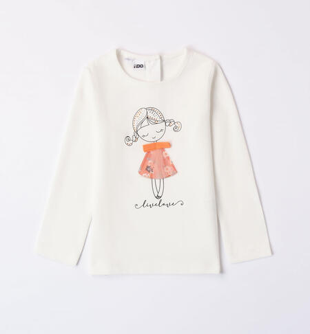 Girls' tulle T-shirt CREAM