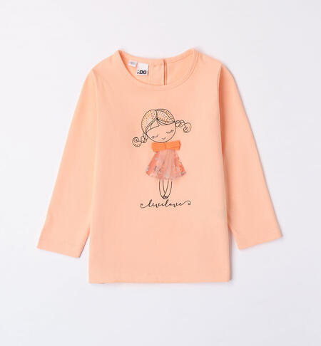 iDO tulle T-shirt for girls from 9 months to 8 years PEACH-2121