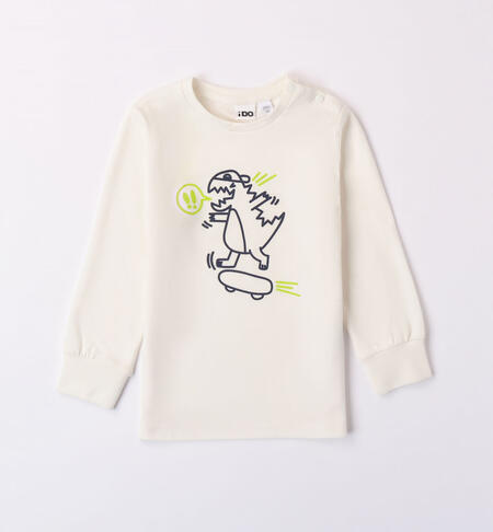 Boys' dinosaur T-shirt CREAM