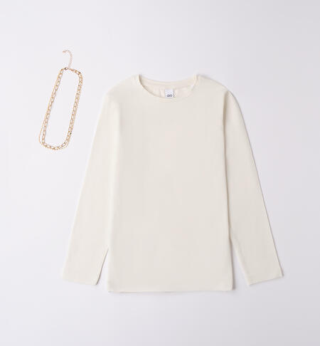 Girl's T-shirt with necklace CREAM
