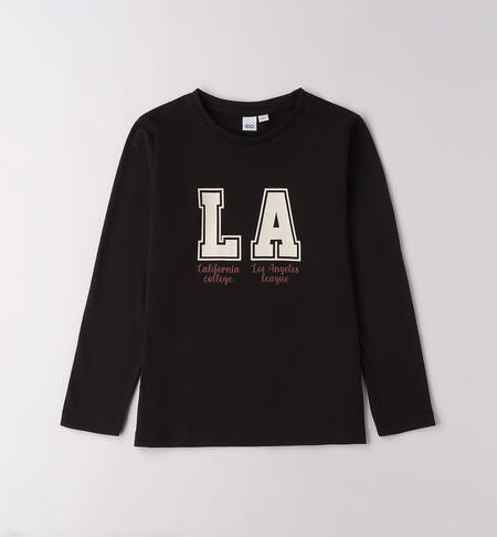 Maglietta per ragazza in cotone NERO-0658