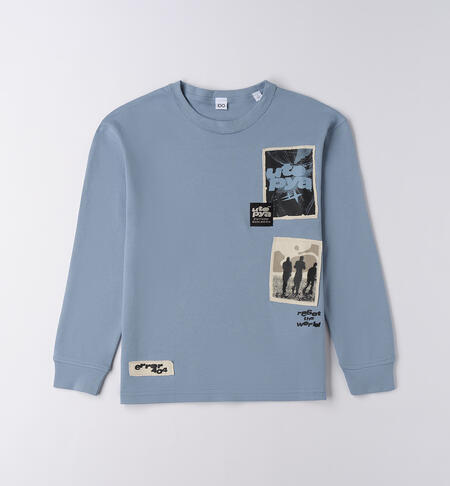 Maglietta per ragazzo in cotone AZZURRO-3893