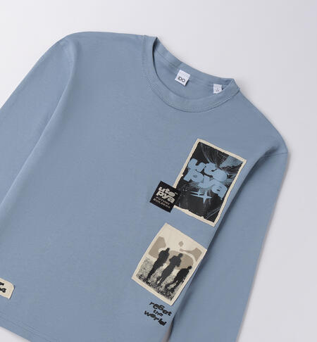 Maglietta per ragazzo in cotone AZZURRO-3893