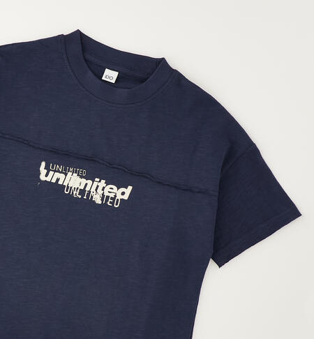 Maglietta per ragazzo in cotone BLU SCURO-3849