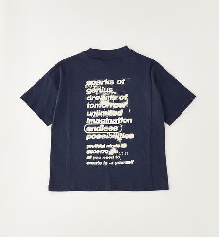 Maglietta per ragazzo in cotone BLU SCURO-3849