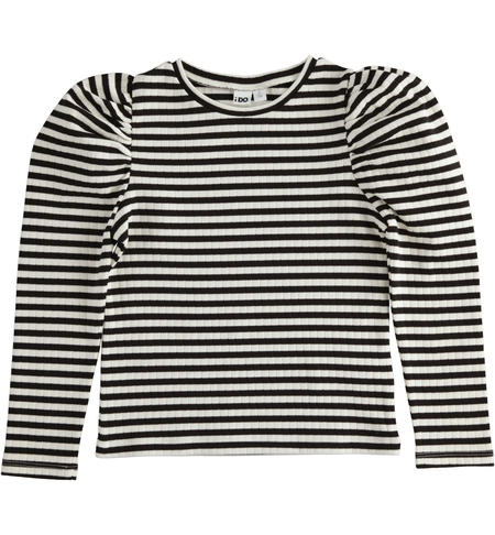 Striped girl t-shirt from 8 to 16 years old iDO NERO-0658
