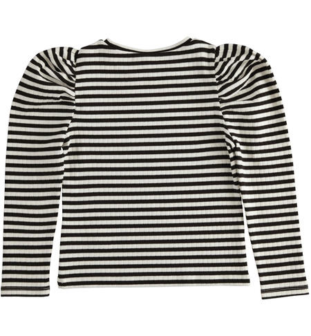Striped girl t-shirt from 8 to 16 years old iDO NERO-0658
