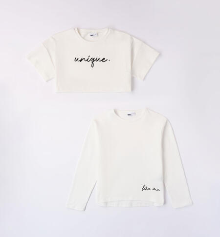 Girls' two-piece T-shirt set CREAM