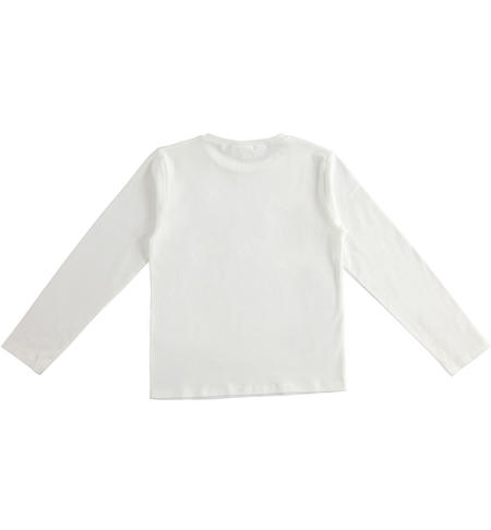 Maglietta ragazza girocollo in jersey - da 8 a 16 anni iDO PANNA-0112
