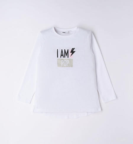 Maglietta ragazza "I am pop" da 8 a 16 anni iDO BIANCO-0113