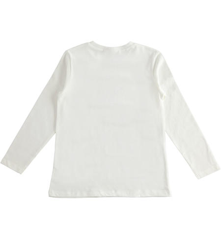 Maglietta ragazza in cotone - da 8 a 16 anni iDO PANNA-0112