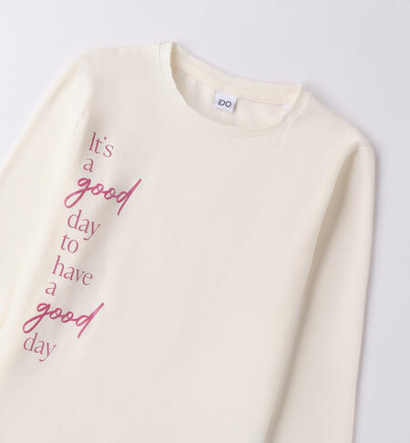 Maglietta ragazza in cotone PANNA-0112