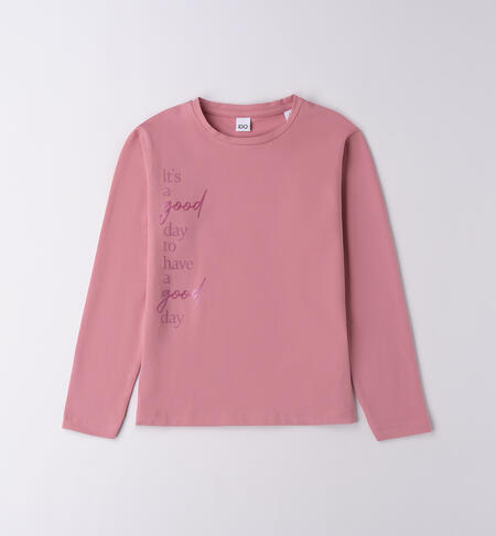 Maglietta ragazza in cotone ROSA ANTICO-2748