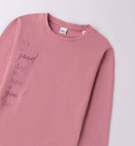 Maglietta ragazza in cotone ROSA ANTICO-2748