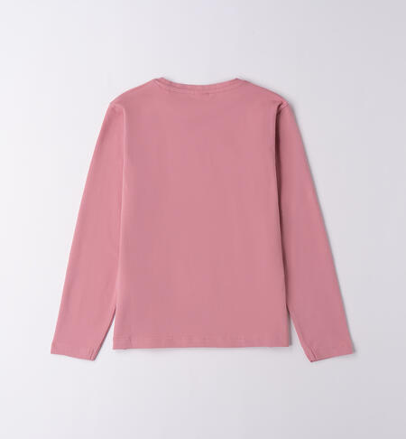 Maglietta ragazza in cotone ROSA ANTICO-2748