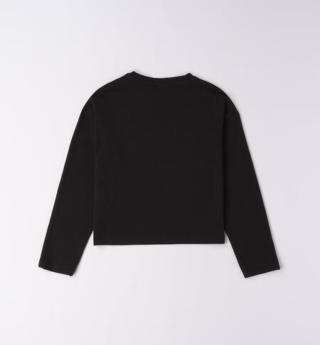 Maglietta ragazza manica lunga NERO-0658