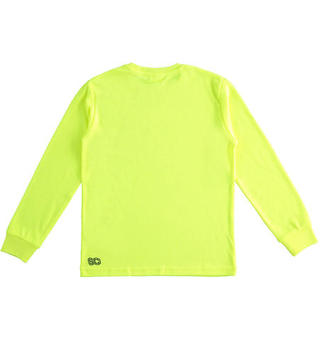 Maglietta ragazzo stampa verticale - da 8 a 16 anni iDO GIALLO FLUO-1499