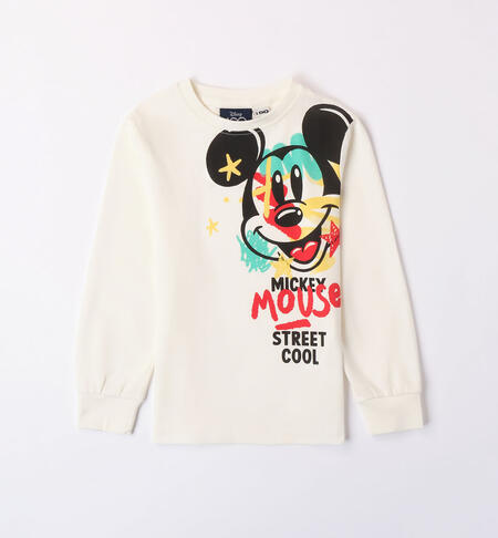 Boys' Mickey Mouse crew neck T-shirt WHITE