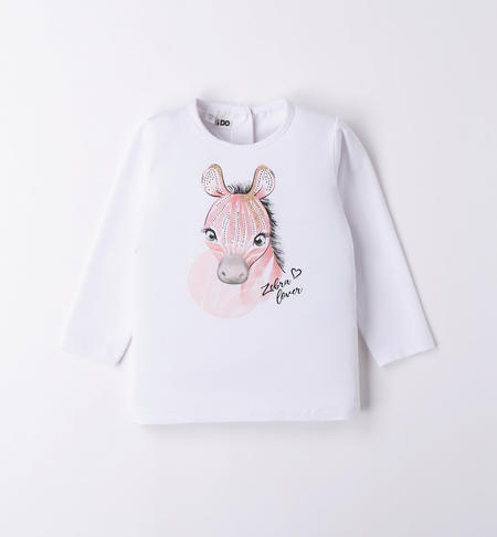 iDO zebra T-shirt for girls from 9 months to 8 years BIANCO-0113