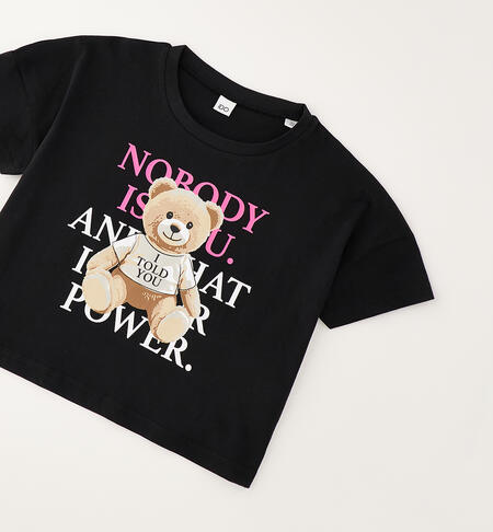 Magliettina ragazza in cotone NERO-0658