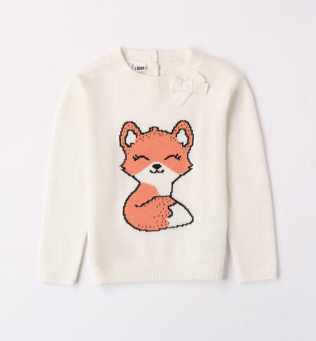 Maglioncino bambina con volpe PANNA