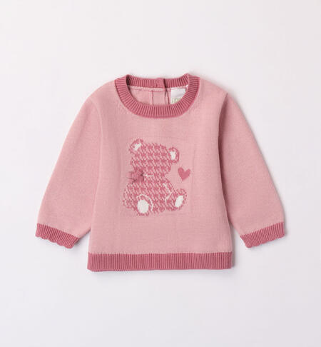 iDO teddy bear jumper for girls from 1 to 24 months MAUVE-2783