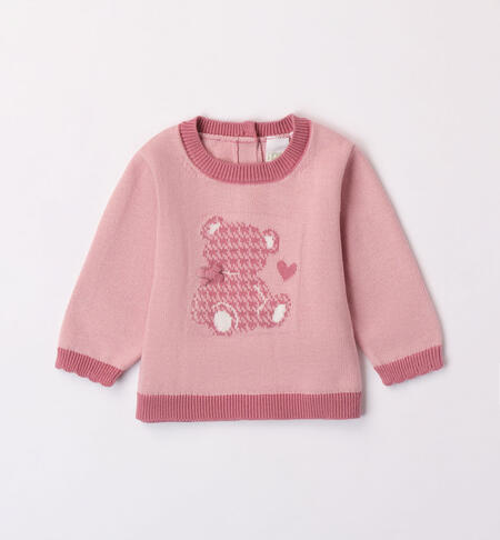 Maglioncino bimba con ricamo ad intarsio ROSA